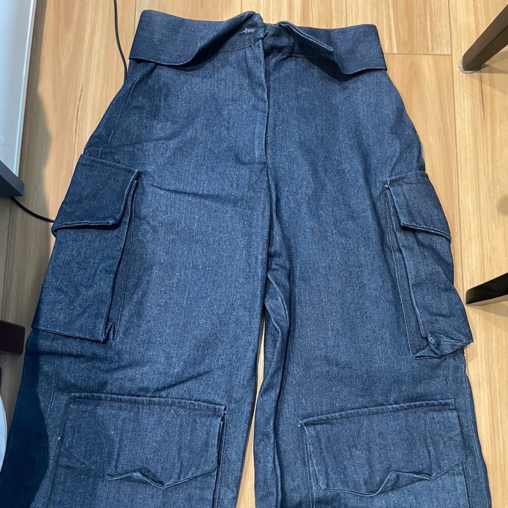 Ruks A La Mode Dark Wash Denim Cargo Pants Size US 12P